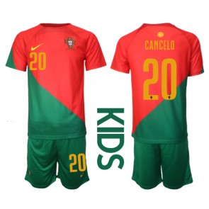 Portugalia Joao Cancelo #20 Koszulka Podstawowych Dziecięca MŚ 2022 Krótki Rękaw (+ Krótkie spodenki)